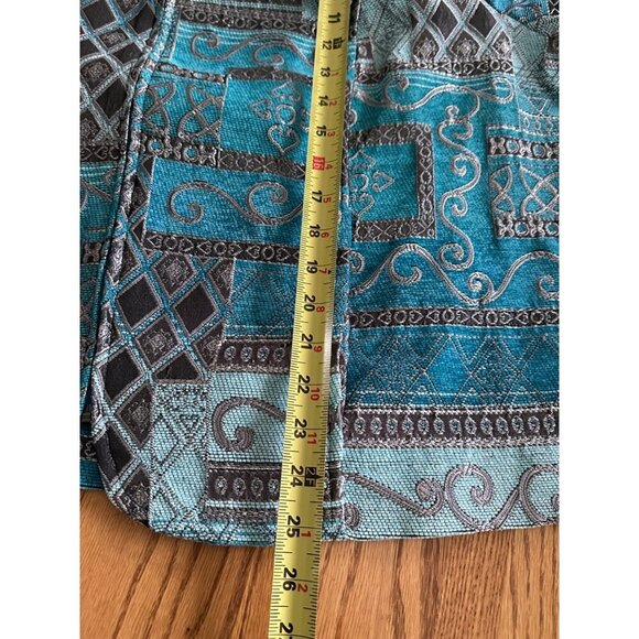 Dressbarn Blue & Black Textured Jacket Size 3XL Tribal Print Blazer - Picture 8 of 10